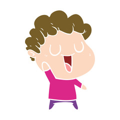laughing flat color style cartoon man