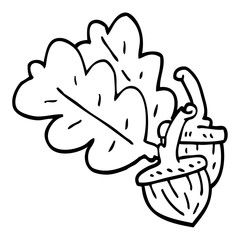 line drawing cartoon acorn