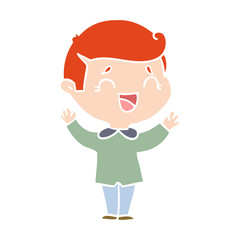 flat color style cartoon laughing man