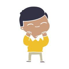 flat color style cartoon smiling boy