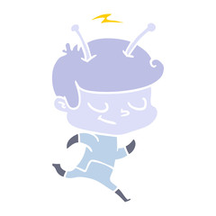 friendly flat color style cartoon spaceman running