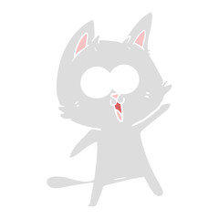 funny flat color style cartoon cat