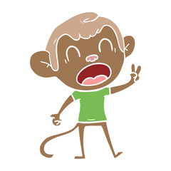 shouting flat color style cartoon monkey