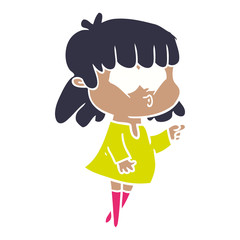 flat color style cartoon whistling girl