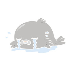 flat color style cartoon crying fish