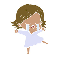 flat color style cartoon girl crying