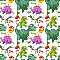 Various types of dinosaur seamless pattern
