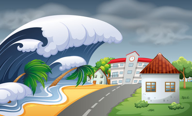 Tsunami hitting the town
