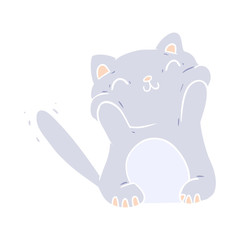 very happy cute flat color style cartoon cat