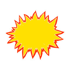 flat color illustration of a cartoon explosion sign
