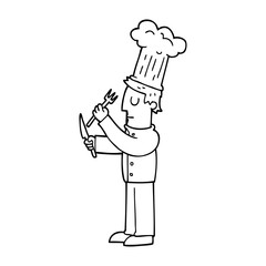 line drawing cartoon talented chef
