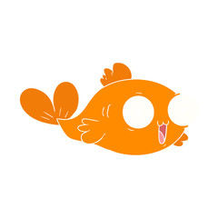  happy goldfish flat color style cartoon