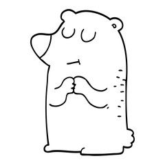 line drawing cartoon shy bear