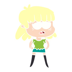 flat color style cartoon tired woman