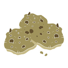 flat color illustration of a cartoon chocolate chip cookies
