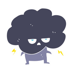 flat color illustration of a cartoon raincloud