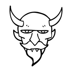 line drawing cartoon devil face