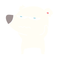angry bear polar flat color style cartoon