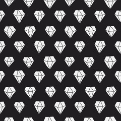Seamless pattern of hand drawn diamonds in black and white. Cute vector illustration, abstract background. - 226639490