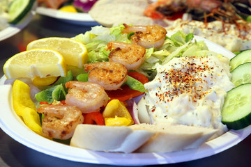 Seafood salad on a large platter