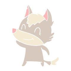 friendly flat color style cartoon wolf