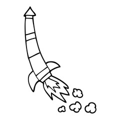 line drawing cartoon space rocket