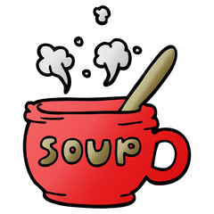 cartoon doodle of hot soup