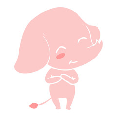 cute flat color style cartoon elephant