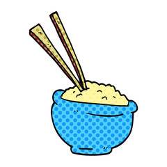 cartoon doodle tasty bowl of rice