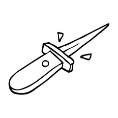 line drawing cartoon flick knife snapping open