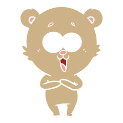 laughing teddy  bear flat color style cartoon