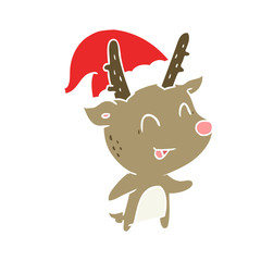 flat color style cartoon christmas reindeer