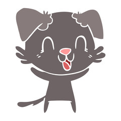 laughing flat color style cartoon dog