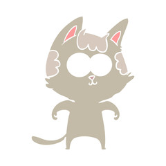 happy flat color style cartoon cat