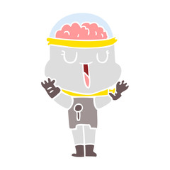 happy flat color style cartoon robot