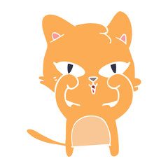 Obraz na płótnie Canvas flat color style cartoon cat rubbing eyes