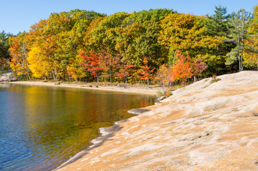 Autumn Colors on Granite Rocky Georgian Bay Shoreline