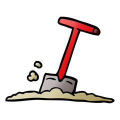 cartoon doodle shovel in dirt