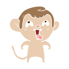 crazy flat color style cartoon monkey