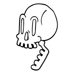 line drawing cartoon green skull
