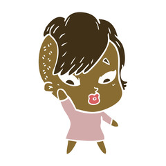 flat color style cartoon surprised girl