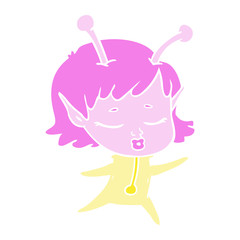 flat color style cartoon alien girl