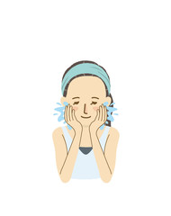 女性　ポーズ　洗顔