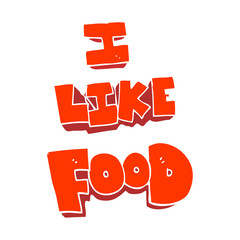 flat color illustration of a cartoon i like food symbol