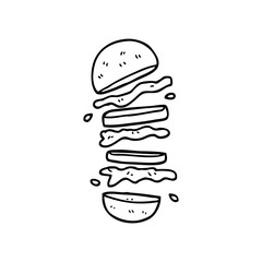line drawing cartoon burger