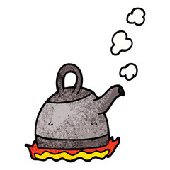 cartoon doodle kettle on stove