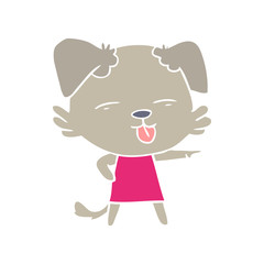 flat color style cartoon dog sticking out tongue
