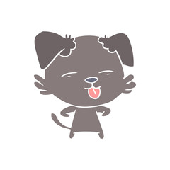 flat color style cartoon dog sticking out tongue