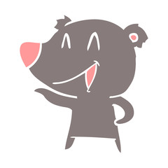 laughing bear flat color style cartoon