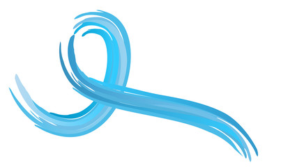 Blue ribbon painting brush vector. Prostate cancer awareness month ribbon isolated on white background.